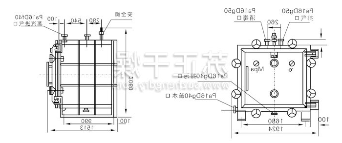 方形静态真空干燥机结构示意图